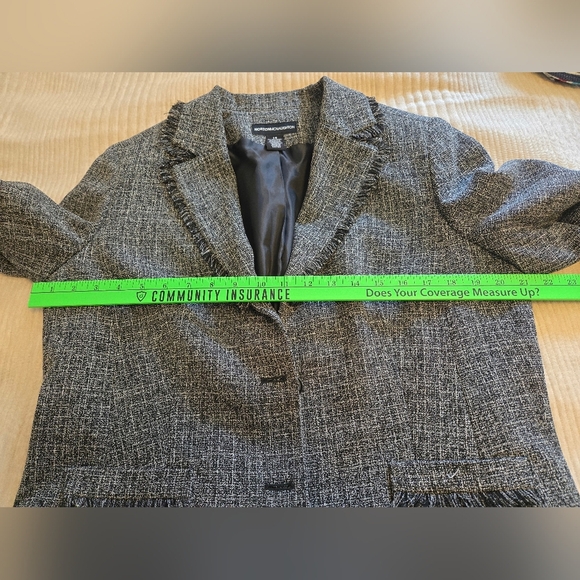 NORTON MCNAUGHTON BLACK & WHITE TWEED BLAZER. SIZE 14. - Picture 7 of 10